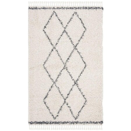 Safavieh 4 x 6 ft. Pro Lux Shag 435 Power Loomed Rectangle Area Rug; Cream & Blue PLX435A-4